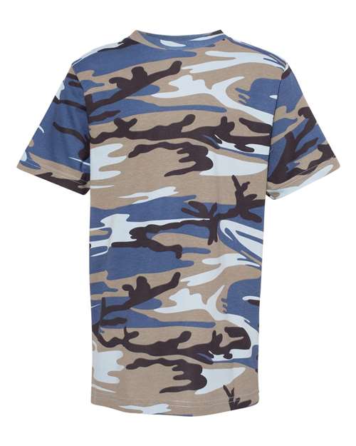 Code Five Youth Camouflage T-Shirt - Blue Woodland Front