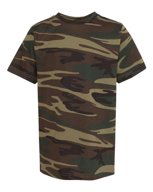 Code Five Youth Camouflage Tee - Green Woodland Front