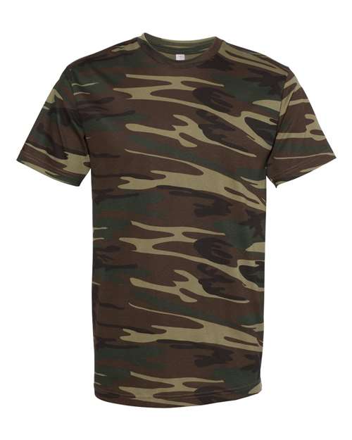Unisex Camo Tee - Green Woodland Front