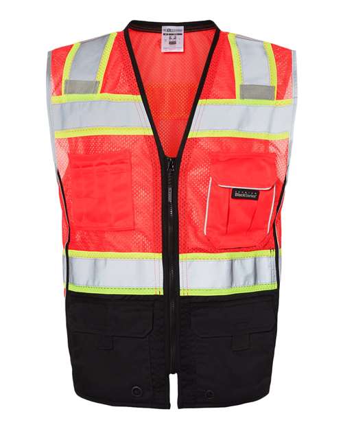 Kishigo Unisex Premium Black Series® Black Bottom Class 2 Vest - Fluorescent Red (1715) Front