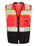 Kishigo Unisex Premium Black Series® Black Bottom Class 2 Vest - Fluorescent Red (1715) Front