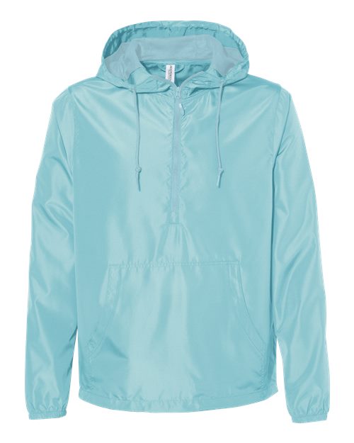 Independent Trading Co. Unisex Lightweight Quarter-Zip Windbreaker Pullover Jacket - Aqua Front