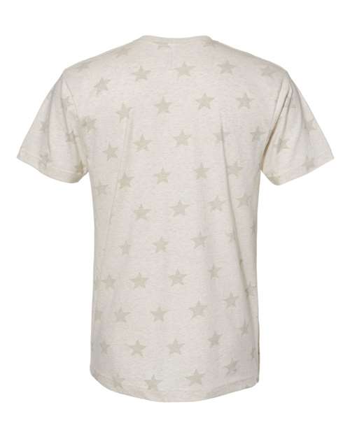Unisex Star Print Tee - Natural Heather Star Back