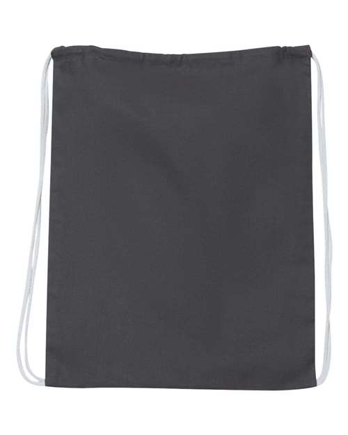 Economical Cotton Drawstring Bag - Charcoal Back