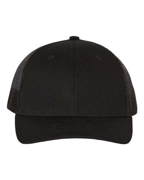 Richardson Youth Trucker Snapback Cap - Black Front