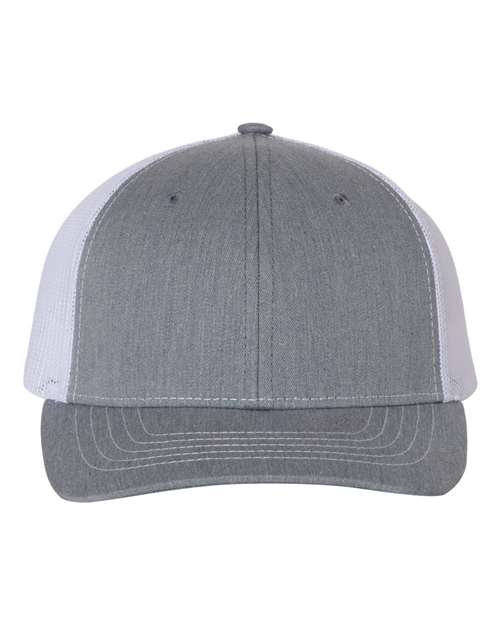 Richardson Youth Trucker Snapback Cap - Heather Grey/ White Front