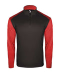 Badger Youth Breakout Quarter-Zip Pullover - Black/ Red Front
