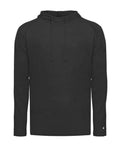 Badger Men's Tri-Blend Surplice Hooded Long Sleeve T-Shirt - Black Front