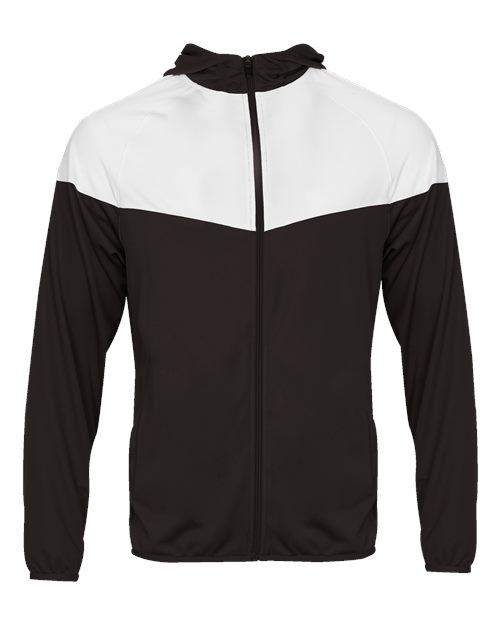 Badger Youth Sprint Outer-Core Jacket - Black/ White Front