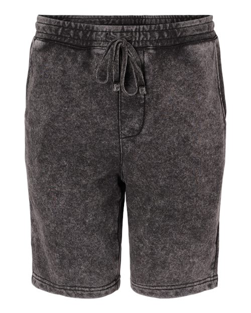 Independent Trading Co. Unisex Mineral Wash Fleece Shorts - Black Front