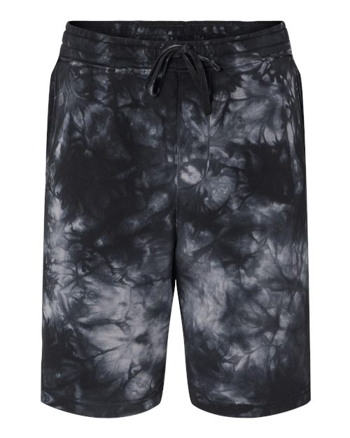 Independent Trading Co. Unisex Tie-Dyed Fleece Shorts - Tie Dye Black Front