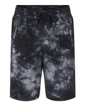 Independent Trading Co. Unisex Tie-Dyed Fleece Shorts - Tie Dye Black Front