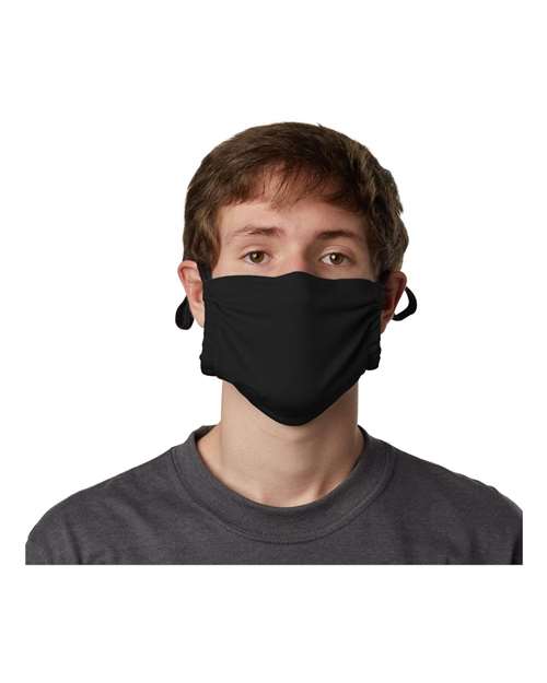 Hanes 2-Ply Polyester Pocket Face Mask - Black Front