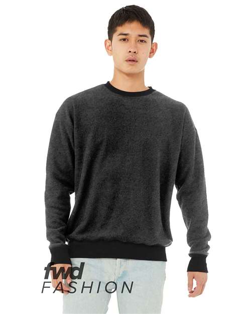 BELLA + CANVAS Unisex FWD Fashion Sueded Drop Shoulder Crewneck Sweatshirt - Black Heather Front