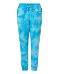 Independent Trading Co. Unisex Tie-Dyed Fleece Sweatpants - Tie Dye Aqua Blue Front