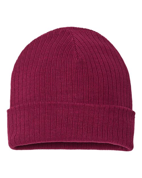 Atlantis Headwear Sustainable Rib Cuffed Beanie - Burgundy Front