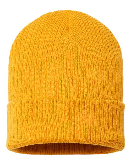 Sustainable Rib Cuffed Beanie - Mustard Yellow Front