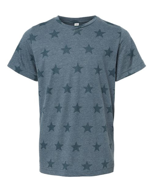 Code Five Youth Star Print Tee - Denim Star Front