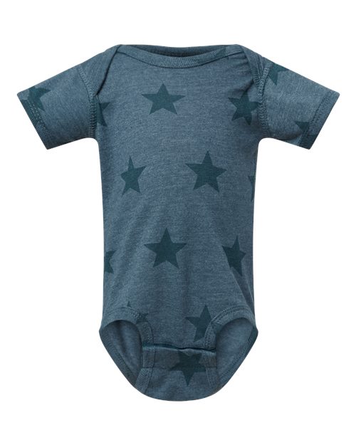 Code Five Infant Star Print Bodysuit - Denim Star Front