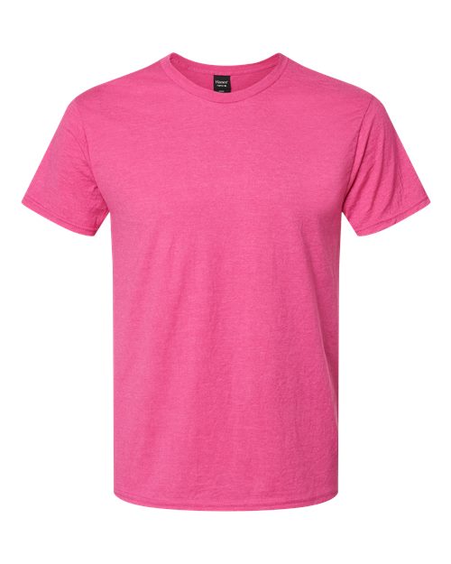 Hanes Unisex Perfect-T T-Shirt - Wow Pink Heather Front