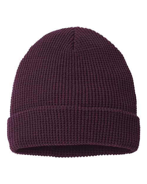 Richardson Waffle Cuffed Beanie - Burgundy Front