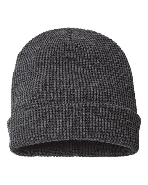 Richardson Waffle Cuffed Beanie - Heather Charcoal Front