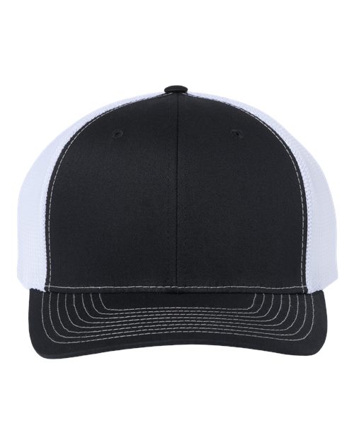 Richardson 112+ R-Flex Adjustable Trucker Cap - Black/ White Front