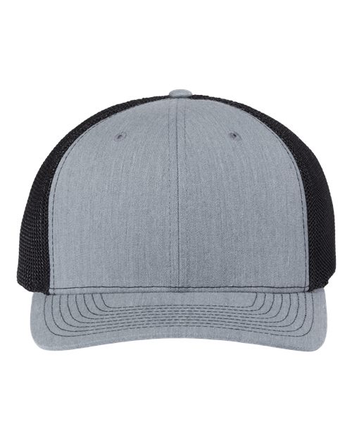 Richardson 112+ R-Flex Adjustable Trucker Cap - Heather Grey/ Black Front