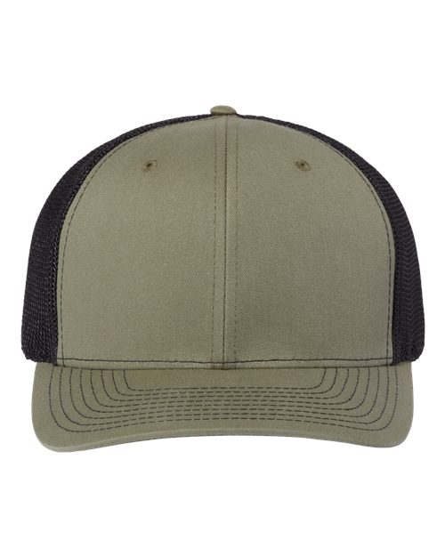 Richardson 112+ R-Flex Adjustable Trucker Cap - Loden Green/ Black Front