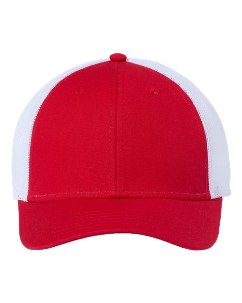 Atlantis Headwear Sustainable Recy Three Trucker Cap - Red/ White Front