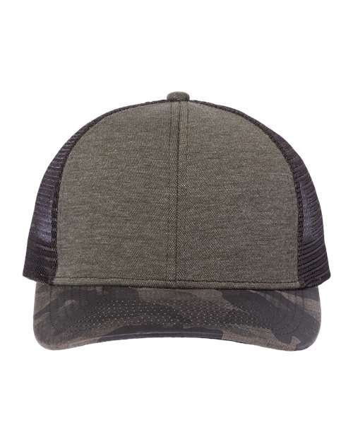 Pique Trucker Cap - Rock/ Camo Front