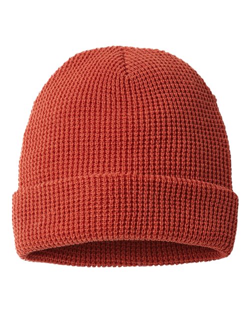 Richardson Waffle Cuffed Beanie - Rust Front