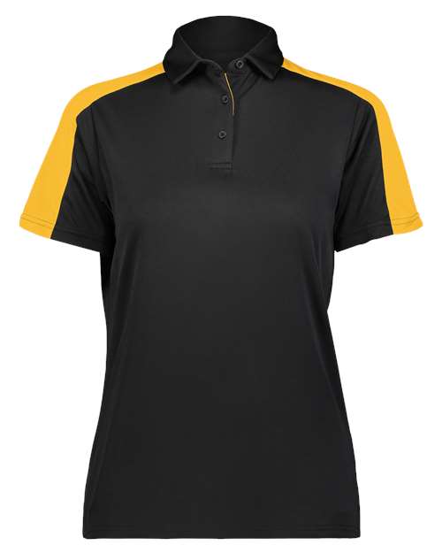 Augusta Sportswear Women's Two-Tone Vital Polo - Black/ Gold Front