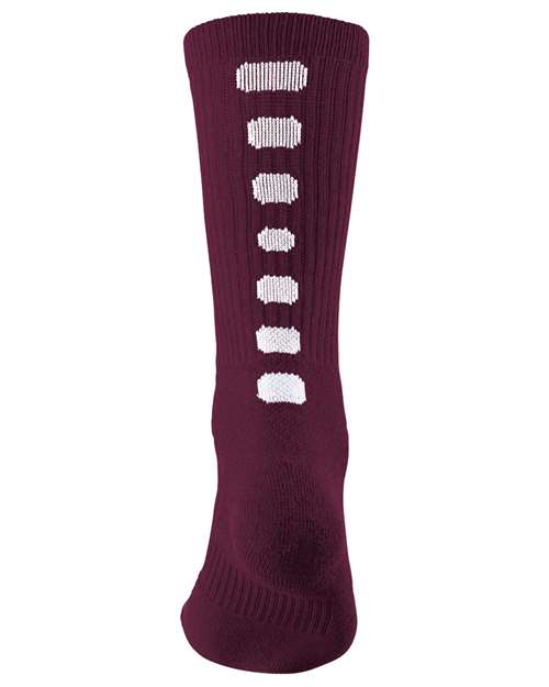 Augusta Sportswear Colorblocked Crew Socks - Maroon/ White Front